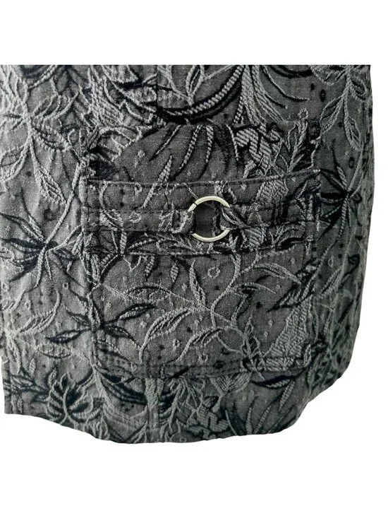 TRIBAL BLACK FLORAL TEXTURED ZIP-UP BLAZER JACKET - 4 - Picture 3 of 6